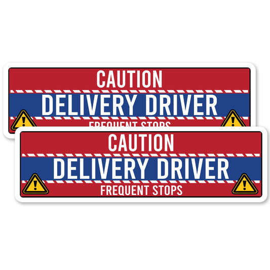 Magnet Me Up Caution Frequent Stops Magnetic Decal - 3x10 Inch 2 Pack, UV Printed Red/Blue Automotive Vinyl Sign for Car, Delivery Driver Safety Magnet, Durable Weatherproof Accessory, Made in USA