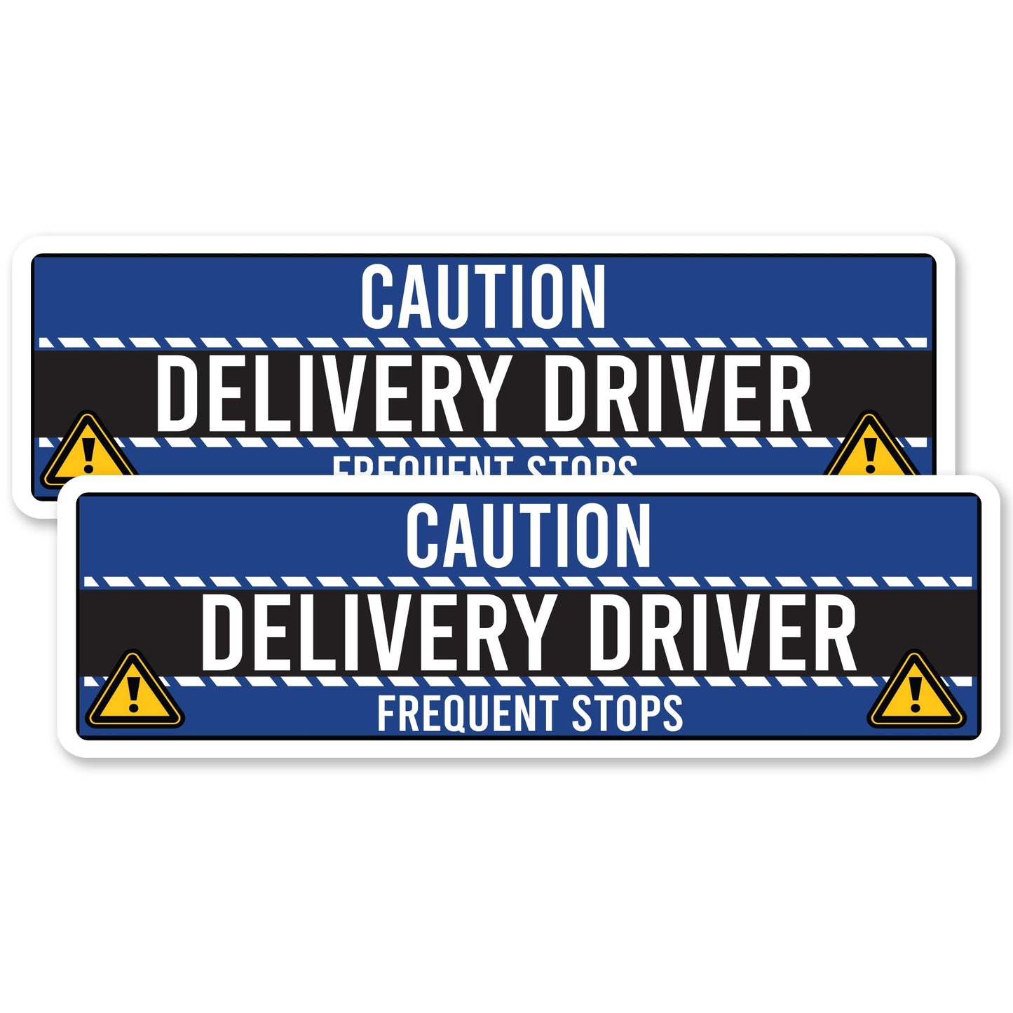 Magnet Me Up Caution Frequent Stops Magnetic Decal - 3x10 Inch 2 Pack, UV Printed Blue/Black Automotive Vinyl Sign for Car, Delivery Driver Safety Magnet, Durable Weatherproof Accessory, Made in USA