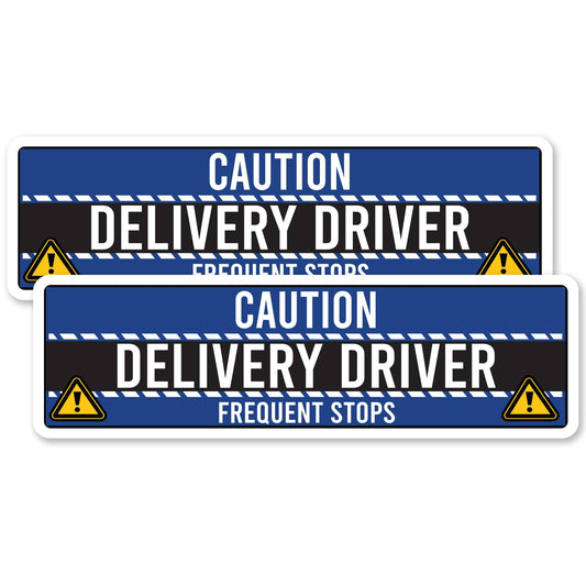 Magnet Me Up Caution Frequent Stops Magnetic Decal - 3x10 Inch 2 Pack, UV Printed Blue/Black Automotive Vinyl Sign for Car, Delivery Driver Safety Magnet, Durable Weatherproof Accessory, Made in USA