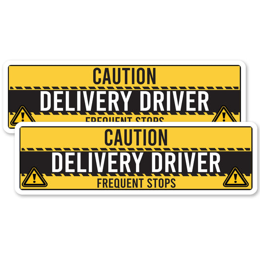 Magnet Me Up Caution Frequent Stops Magnetic Decal - 3x10 Inch 2 Pack, UV Printed Yellow/Black Automotive Vinyl Sign for Car, Delivery Driver Safety Magnet, Durable Weatherproof Accessory, Made in USA