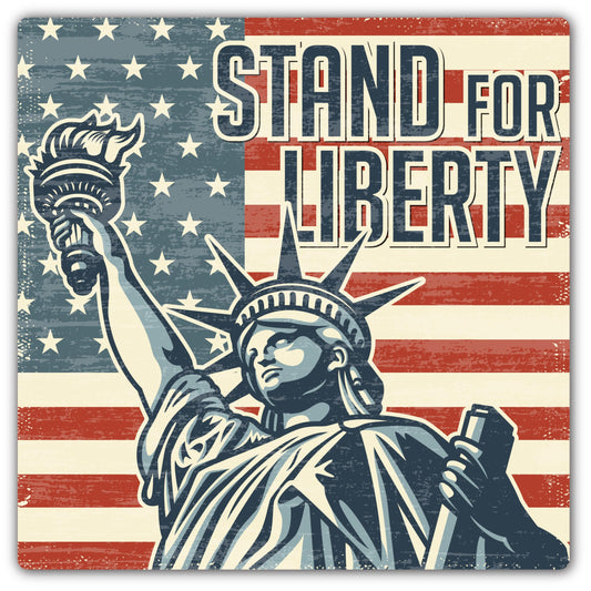 Magnet Me Up Stand for Liberty Car Magnetic Decal - 5x5 Inch Weatherproof UV Printed American Flag and Statue of Liberty Vinyl, USA Crafted Patriotic Magnet for Truck, Fridge, Indoor Outdoor Decor