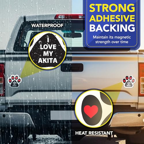 Magnet Me Up I Love My Akita Magnetic Decal - 5" Pawprint Shaped Magnet, Durable, Weatherproof, UV Printed Vinyl for Car, Fridge, Locker, Akita Dog Lover Gift, Japanese Breed Decor, Made in USA