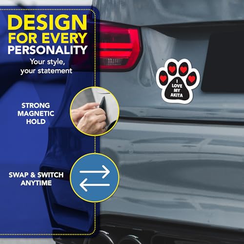 Magnet Me Up I Love My Akita Magnetic Decal - 5" Pawprint Shaped Magnet, Durable, Weatherproof, UV Printed Vinyl for Car, Fridge, Locker, Akita Dog Lover Gift, Japanese Breed Decor, Made in USA