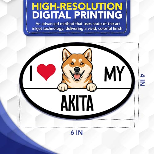 Magnet Me Up I Love My Akita Magnetic Decal - 4x6 Oval Shaped Magnet, Durable, Weatherproof, UV Printed Vinyl for Car, Fridge, Locker, Akita Dog Lover Gift, Japanese Breed Decor, Made in USA