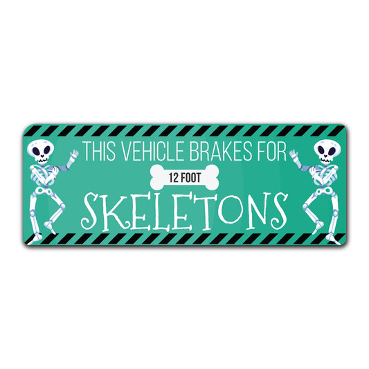 Magnet Me Up This Vehicle Brakes for 12 Foot Skeletons, Party Favors Magnetic Decal, 3x8 Inches, Funny Spooky Car Magnet Gifts, Full-Color UV Printed Vinyl, Halloween Decor, Made in The USA