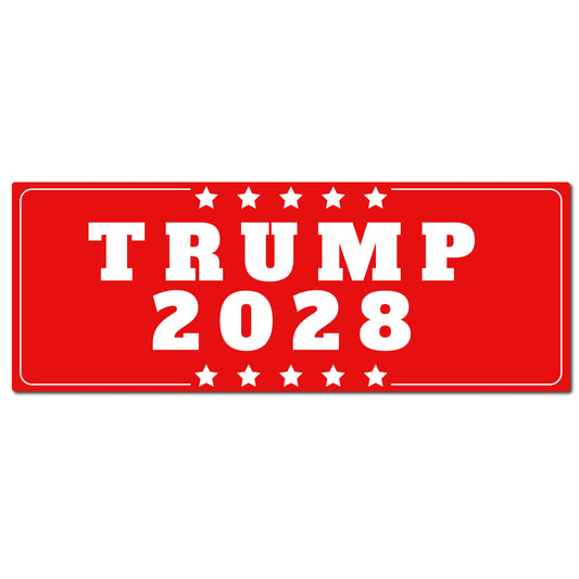 Magnet Me Up Trump 2028 Car Magnet, 3x8 Inches, Red, Election 2028 Magnetic Decal, Durable UV Printed Vinyl, Weatherproof, Full-Color Political Campaign Item, Made in USA