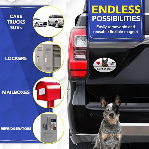 Magnet Me Up I Love My Australian Cattle Dog Oval Magnetic Decal, 4x6 Oval, UV Printed Vinyl, Dog Lover Gift, Pet Owner Accessory, Full-Color, Magnetl for Cars, Trucks & SUVs, Made in The USA