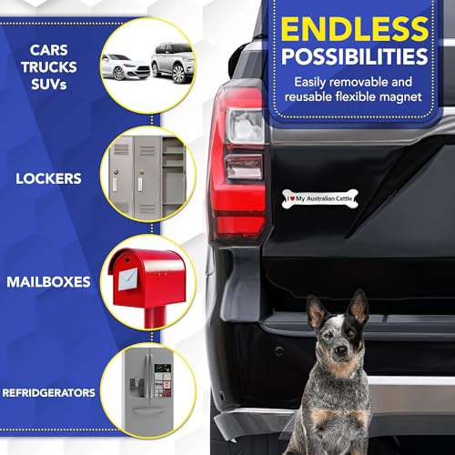 Magnet Me Up I Love My Australian Terrier Magnetic Decal - 2x7 Inches Bone Shaped Magnet for Cars, Trucks & SUV, Ideal Gift for Dog Lovers - UV Printed Vinyl, Weatherproof & Durable, Made in USA