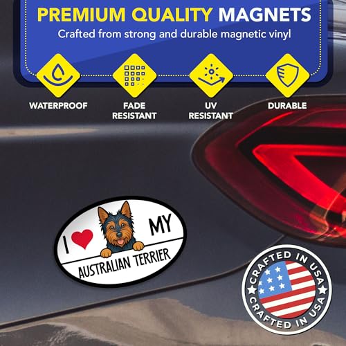 Magnet Me Up I Love My Australian Terrier Magnetic Decal - 4x6 Oval Shaped Magnet for Cars, Trucks & SUV, Ideal Gift for Dog Lovers - UV Printed Vinyl, Weatherproof & Durable, Made in USA