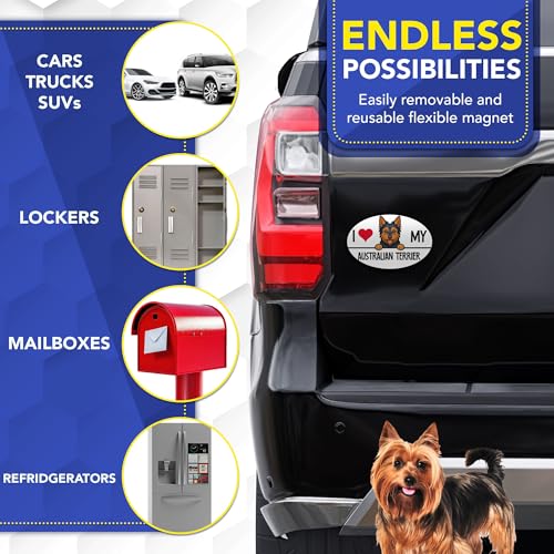 Magnet Me Up I Love My Australian Terrier Magnetic Decal - 4x6 Oval Shaped Magnet for Cars, Trucks & SUV, Ideal Gift for Dog Lovers - UV Printed Vinyl, Weatherproof & Durable, Made in USA