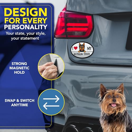 Magnet Me Up I Love My Australian Terrier Magnetic Decal - 4x6 Oval Shaped Magnet for Cars, Trucks & SUV, Ideal Gift for Dog Lovers - UV Printed Vinyl, Weatherproof & Durable, Made in USA