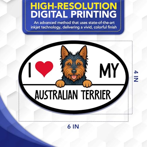 Magnet Me Up I Love My Australian Terrier Magnetic Decal - 4x6 Oval Shaped Magnet for Cars, Trucks & SUV, Ideal Gift for Dog Lovers - UV Printed Vinyl, Weatherproof & Durable, Made in USA