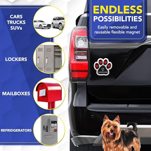 Magnet Me Up I Love My Australian Terrier Magnetic Decal - 5 Inch Pawprint Shaped Magnet for Cars, Trucks & SUV, Ideal Gift for Dog Lovers - UV Printed Vinyl, Weatherproof & Durable, Made in USA