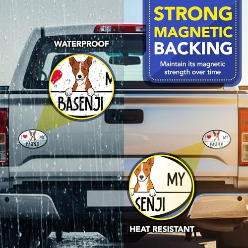 Magnet Me Up I Love My Basenji Shaped Magnetic Decal for Cars, Trucks & SUV - 4x6 Oval, UV Printed Dog Lover Gift, Weatherproof - Made in The USA