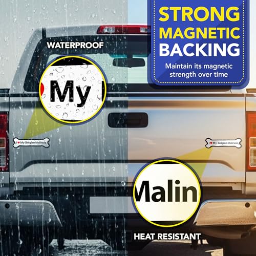 Magnet Me Up I Love My Belgian Malinois Bone-Shaped Magnetic Decal - 2x7 Inches UV-Printed, Durable Vinyl Pet Lover Gift, Belgian Malinois Magnet for Cars, Trucks & SUV, Made in USA