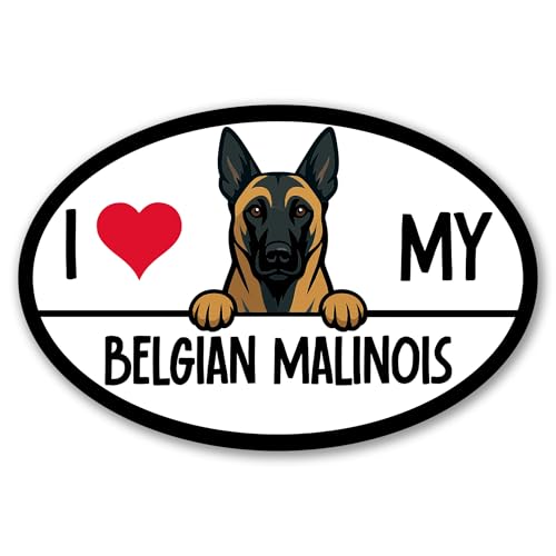 Magnet Me Up I Love My Belgian Malinois Shaped Magnetic Decal - 4x6 Oval UV-Printed, Durable Vinyl Pet Lover Gift, Belgian Malinois Magnet for Cars, Trucks & SUV, Made in USA