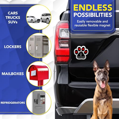 Magnet Me Up I Love My Belgian Malinois Pawprints Shaped Magnetic Decal - 5 Inch UV-Printed, Durable Vinyl Pet Lover Gift, Belgian Malinois Magnet for Cars, Trucks & SUV, Made in USA