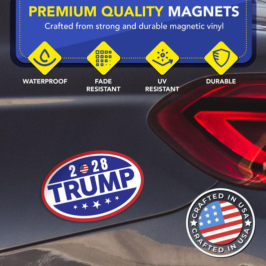 Magnet Me Up Trump 2028 Car Magnet, 4x6 Inches, Election 2028 Magnetic Decal, Durable UV Printed Vinyl, Weatherproof, Full-Color Political Campaign Item, Made in USA