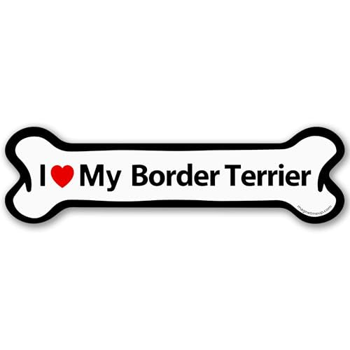Magnet Me Up I Love My Border Terrier Dog Car Magnet - 2x7 Inches Bone-Shaped Magnetic Decal for Cars, Trucks & SUV, Full-Color UV Printed Border Terrier Gift for Dog Lovers, Made in USA