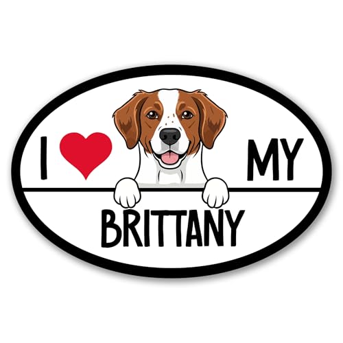 Magnet Me Up I Love My Brittany Dog Breed Car Magnet - 4x6 Oval Magnetic Decal for Car, Trucks & SUV, Full-Color UV Printed Brittany Gift for Dog Lovers, Durable, Made in USA