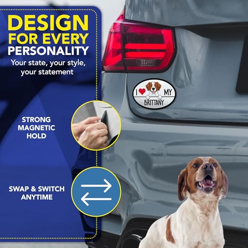 Magnet Me Up I Love My Brittany Dog Breed Car Magnet - 4x6 Oval Magnetic Decal for Car, Trucks & SUV, Full-Color UV Printed Brittany Gift for Dog Lovers, Durable, Made in USA