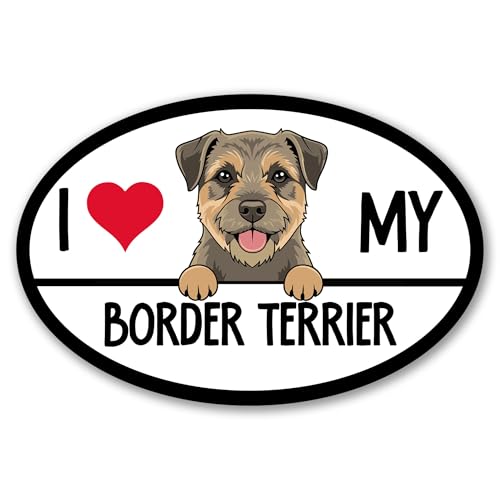 Magnet Me Up I Love My Border Terrier Dog Car Magnet - 4x6 Oval Shaped Magnetic Decal for Cars, Trucks & SUV, Full-Color UV Printed Border Terrier Gift for Dog Lovers, Made in USA