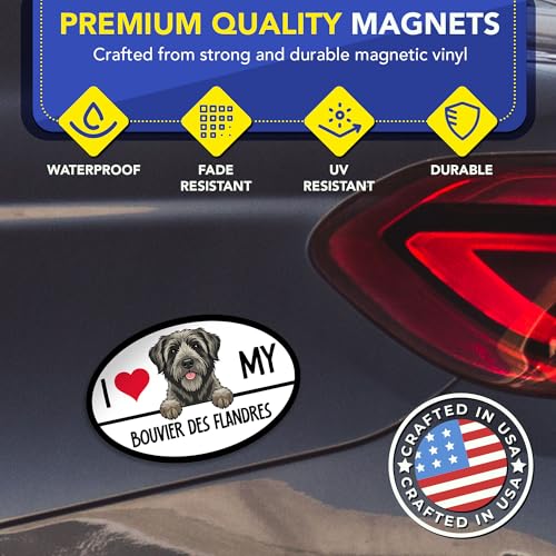 Magnet Me Up I Love My Bouvier des Flandres Dog Magnet - 4x6 Oval Full-Color UV Printed Magnet for Cars, Trucks & SUV Bouvier des Flandres Gift Made in The USA