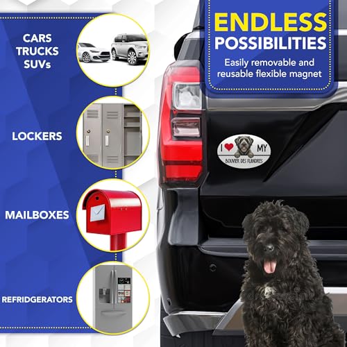 Magnet Me Up I Love My Bouvier des Flandres Dog Magnet - 4x6 Oval Full-Color UV Printed Magnet for Cars, Trucks & SUV Bouvier des Flandres Gift Made in The USA