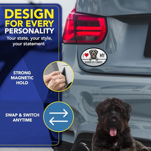 Magnet Me Up I Love My Bouvier des Flandres Dog Magnet - 4x6 Oval Full-Color UV Printed Magnet for Cars, Trucks & SUV Bouvier des Flandres Gift Made in The USA