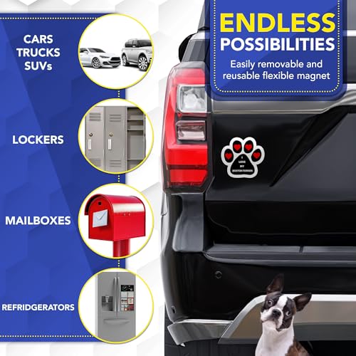 Magnet Me Up I Love My Boston Terrier Pawprint Magnet - 5 Inch Cute Full Color Magnetic Decal for Cars, Trucks & SUV - Durable Weatherproof Vinyl, Gift for Dog Lovers Made in USA