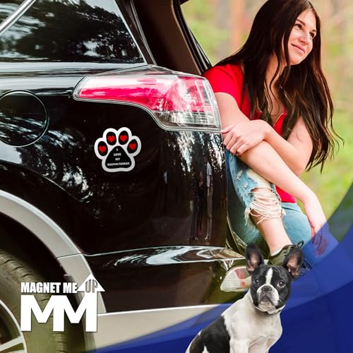 Magnet Me Up I Love My Boston Terrier Pawprint Magnet - 5 Inch Cute Full Color Magnetic Decal for Cars, Trucks & SUV - Durable Weatherproof Vinyl, Gift for Dog Lovers Made in USA