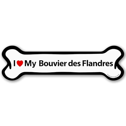 Magnet Me Up I Love My Bouvier des Flandres Dog Bone Magnet - 2x7 Inches Full-Color UV Printed Magnet for Cars, Trucks & SUV Bouvier des Flandres Gift Made in The USA