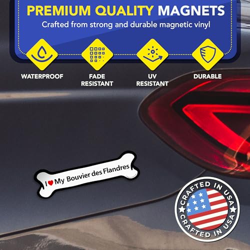 Magnet Me Up I Love My Bouvier des Flandres Dog Bone Magnet - 2x7 Inches Full-Color UV Printed Magnet for Cars, Trucks & SUV Bouvier des Flandres Gift Made in The USA