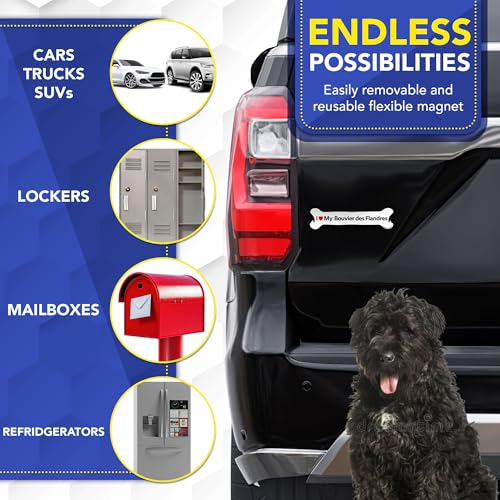 Magnet Me Up I Love My Bouvier des Flandres Dog Bone Magnet - 2x7 Inches Full-Color UV Printed Magnet for Cars, Trucks & SUV Bouvier des Flandres Gift Made in The USA