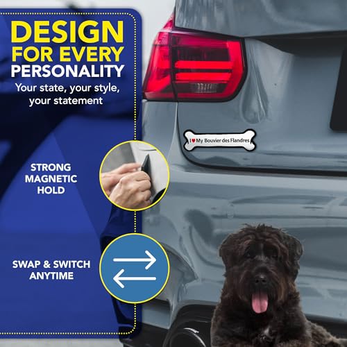 Magnet Me Up I Love My Bouvier des Flandres Dog Bone Magnet - 2x7 Inches Full-Color UV Printed Magnet for Cars, Trucks & SUV Bouvier des Flandres Gift Made in The USA
