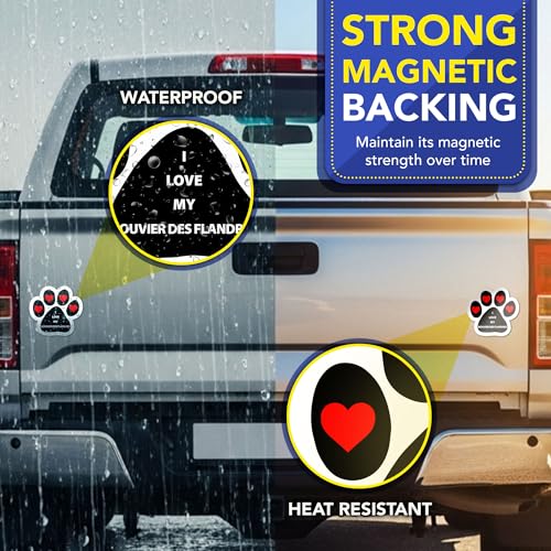Magnet Me Up I Love My Bouvier des Flandres Dog Pawprint Magnet - 5 Inch Full-Color UV Printed Magnet for Cars, Trucks & SUV Bouvier des Flandres Gift Made in The USA