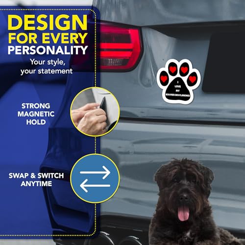 Magnet Me Up I Love My Bouvier des Flandres Dog Pawprint Magnet - 5 Inch Full-Color UV Printed Magnet for Cars, Trucks & SUV Bouvier des Flandres Gift Made in The USA