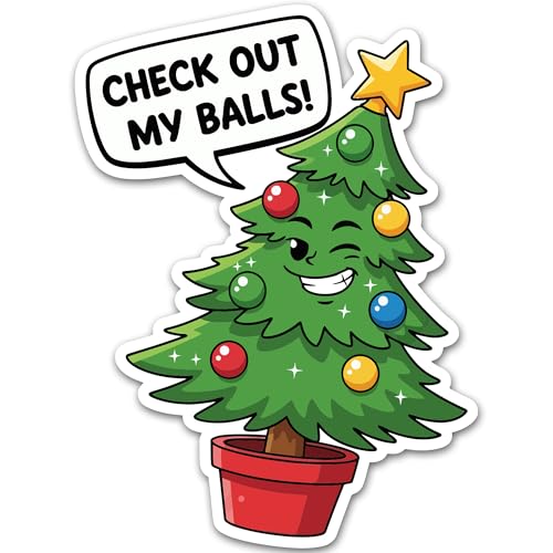 Magnet Me Up Check Out My Balls- Christmas Tree Magnetic Decal, 5 Inch Holiday Magnet for Cars, Trucks & SUV - Full Color UV Printed Christmas Decor Weatherproof & Made in USA