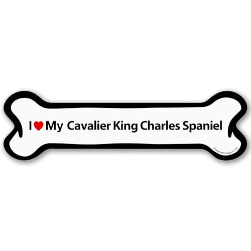 Magnet Me Up I Love My Cavalier King Charles Spaniel Bone Car Magnet 2x7 Inches - Durable UV Printed Magnetic Decal for Cars, Trucks & SUV, Dog Lover Gift, Made in The USA