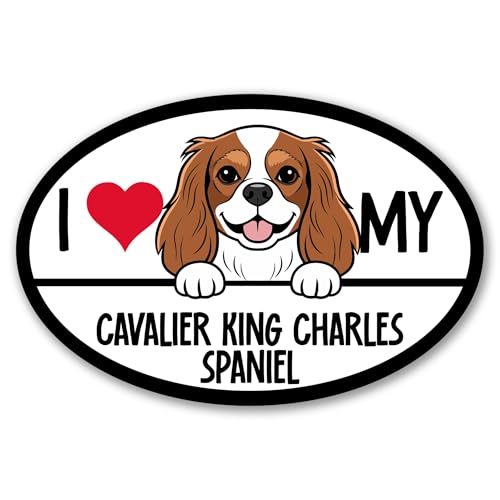 Magnet Me Up I Love My Cavalier King Charles Spaniel Car Magnet 4x6 Oval - Durable UV Printed Magnetic Decal for Cars, Trucks & SUV, Dog Lover Gift, Made in The USA