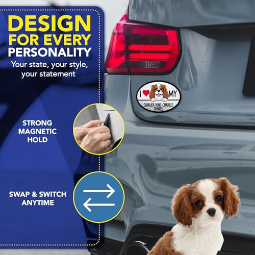 Magnet Me Up I Love My Cavalier King Charles Spaniel Car Magnet 4x6 Oval - Durable UV Printed Magnetic Decal for Cars, Trucks & SUV, Dog Lover Gift, Made in The USA
