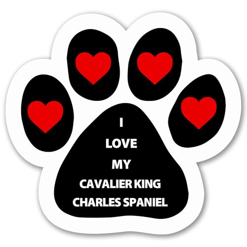 Magnet Me Up I Love My Cavalier King Charles Spaniel Pawprint Car Magnet 5 Inch - Durable UV Printed Magnetic Decal for Cars, Trucks & SUV, Dog Lover Gift, Made in The USA