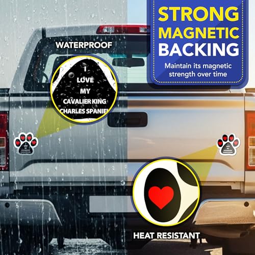 Magnet Me Up I Love My Cavalier King Charles Spaniel Pawprint Car Magnet 5 Inch - Durable UV Printed Magnetic Decal for Cars, Trucks & SUV, Dog Lover Gift, Made in The USA