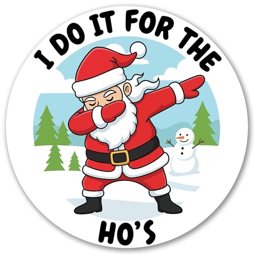 Magnet Me Up I Do It for The Ho’s - 5 Inch Round Funny Santa Christmas Car Magnet, Full-Color UV Printed Christmas Decor & Gift, Holiday Magnetic Decal Cars, Fridge, or Locker - Made in USA