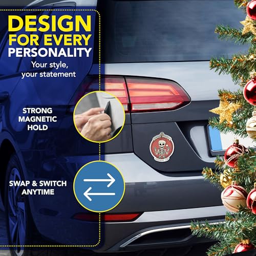 Magnet Me Up Dead Inside Jolly AF Christmas Skeleton - 5x4 Inches Funny Holiday Car Magnet, Christmas Decor, Hilarious Gift for Friends, Durable Weatherproof UV Vinyl, Made in USA