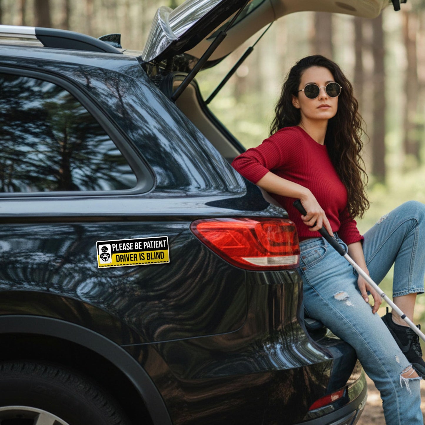 Magnet Me Up Please Be Patient Driver is Blind - 3x8 Inches Funny Car Magnet UV Full-Colors Printed for Gifts, Weatherproof, Cute Magnetic Decal for Cars, Trucks and SUV, Accessories, Made in The USA