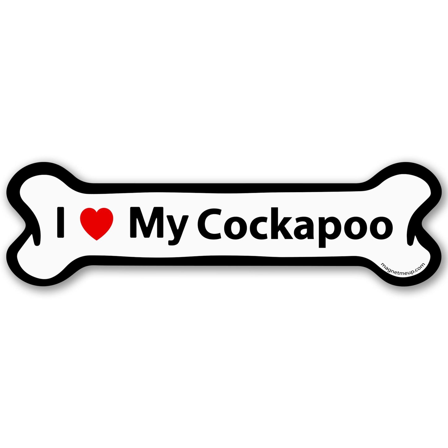 Magnet Me Up I Love My Cockapoo Magnetic Decal - 2x7 Inches Bone-Shaped Car Magnet Gifts for Dog Lover, Full-Color UV Printed Weatherproof Vinyl Accessories for Cars, Trucks & SUV, Made in The USA