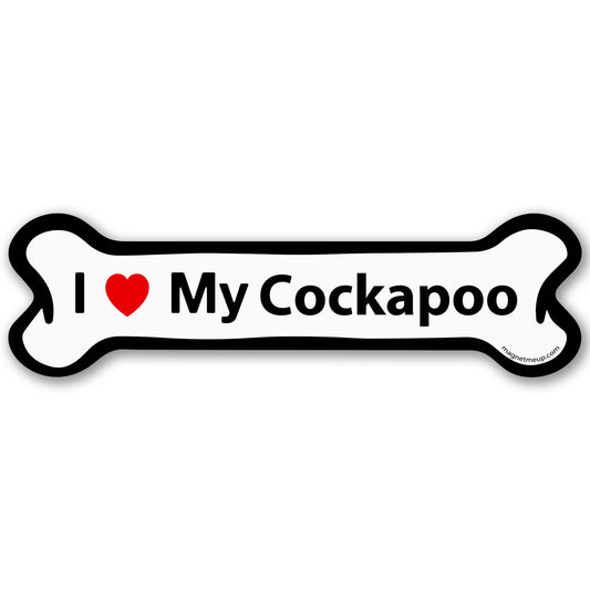 Magnet Me Up I Love My Cockapoo Magnetic Decal - 2x7 Inches Bone-Shaped Car Magnet Gifts for Dog Lover, Full-Color UV Printed Weatherproof Vinyl Accessories for Cars, Trucks & SUV, Made in The USA