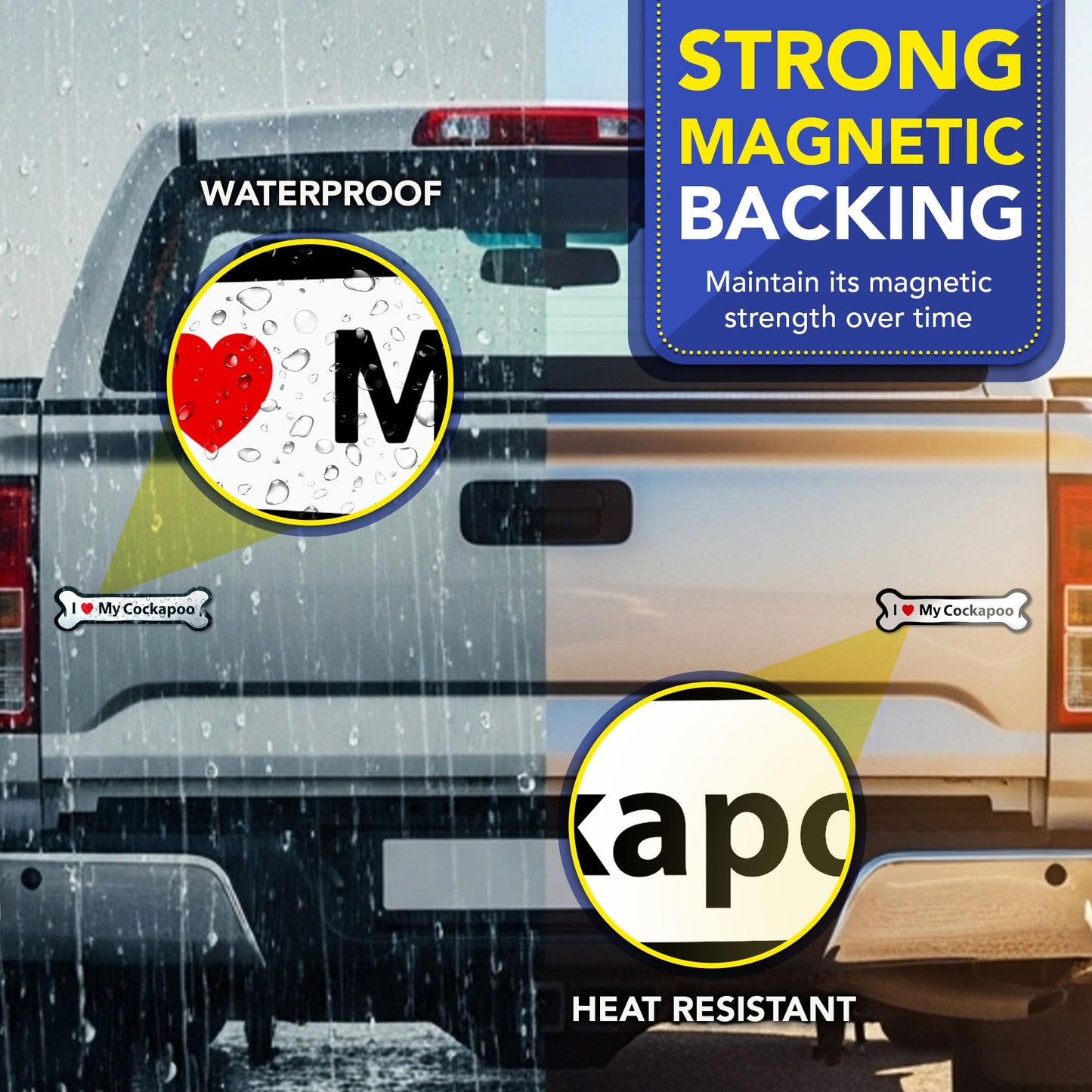 Magnet Me Up I Love My Cockapoo Magnetic Decal - 2x7 Inches Bone-Shaped Car Magnet Gifts for Dog Lover, Full-Color UV Printed Weatherproof Vinyl Accessories for Cars, Trucks & SUV, Made in The USA