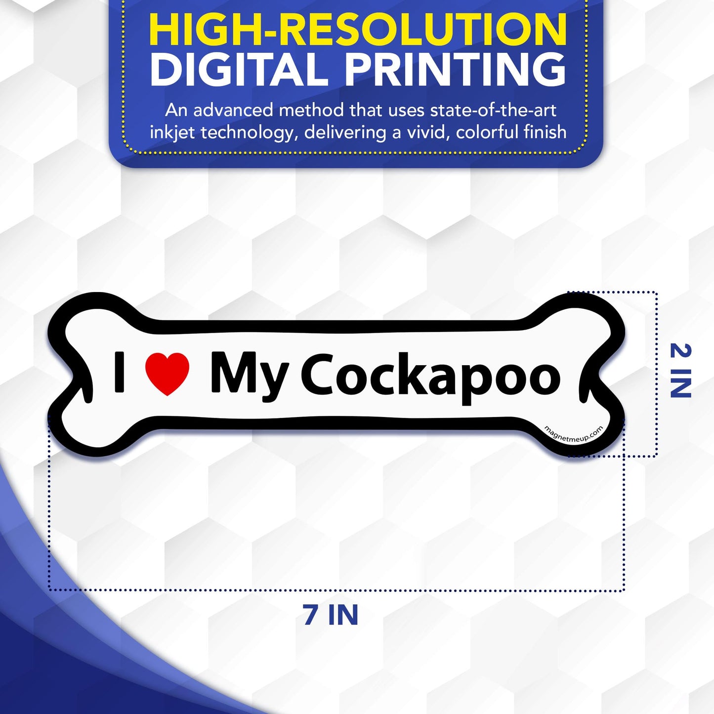 Magnet Me Up I Love My Cockapoo Magnetic Decal - 2x7 Inches Bone-Shaped Car Magnet Gifts for Dog Lover, Full-Color UV Printed Weatherproof Vinyl Accessories for Cars, Trucks & SUV, Made in The USA